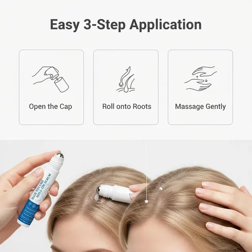 Miniatura 7 de Roll-On para el crecimiento del cabello con romero, 0.8 onzas líquidas de suero y tratamiento del cuero cabelludo, cabello más grueso y lleno