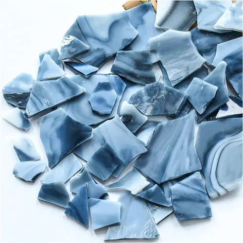 Iridescent Grey Series Catedral Mosaic Glass Sheets Materials, azulejos de mosaico de 7 oz Piezas de restos de vidrio opacos para manualidades de