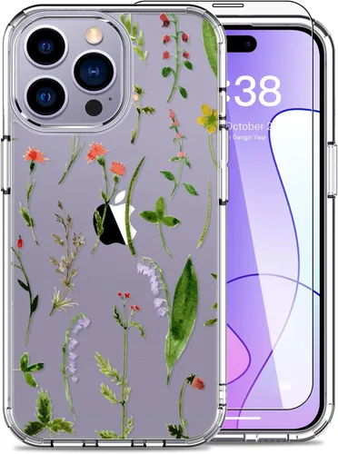 Miniatura 18 de LUHOURI Funda para iPhone 15 Pro Max con protector de pantalla, transparente de acrílico, diseños de moda para mujeres y niñas, funda protectora a