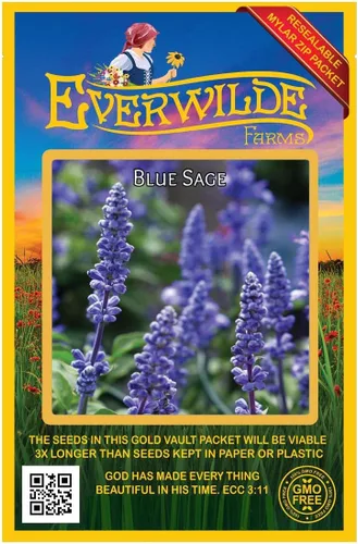 Everwilde Farms - 1000 semillas de flores silvestres de salvia azul - Paquete de semillas jumbo Gold Vault