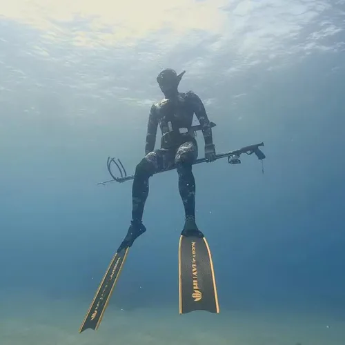 Miniatura 5 de Traje de neopreno de pesca submarina de 0.197 in con capucha, 2 piezas de camuflaje para caza, traje de buceo con almohadilla de pecho de carga