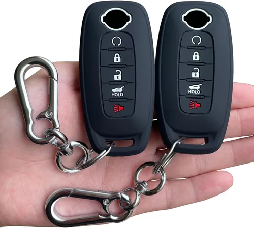 TANDRIVE Funda para llavero de 5 botones para Nissan Rogue Pathfinder 2023-2026 y Sentra 2024-2026, silicona, paquete de 2, color negro