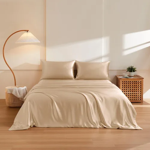 Miniatura 12 de THXSILK Juego de funda de edredón de seda de morera 100% pura de 3 piezas, ropa de cama de lujo ultra suave de grado 6A+, sábanas de seda