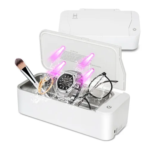 Miniatura 6 de Limpiador ultrasónico de joyas, limpiador ultrasónico de 17 onzas, 48 KHz, máquina de limpieza de joyas Sonic con 2 modos de temporizador
