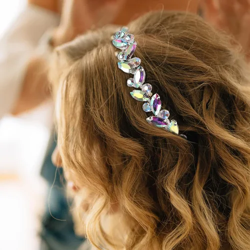 Miniatura 5 de BBTO Adorno de cadena de diamantes de imitación, adorno de cristal para boda, disfraz de novia, cadena de hojas de flores, costura, adornos