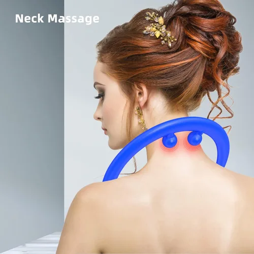 Miniatura 4 de Masajeador de espalda y cuello, para alivio del dolor de fibromialgia de punto de activación y terapia de caña con gancho de auto masaje (azul)