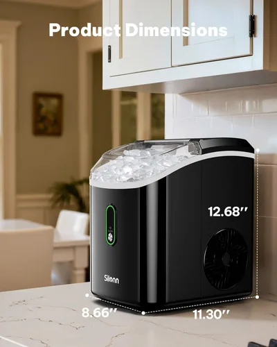 Miniatura 7 de Silonn Máquina de hielo Nugget para encimera, máquina de hielo de pellets con función de autolimpieza, la máquina de hielo sónico produce 33 libras
