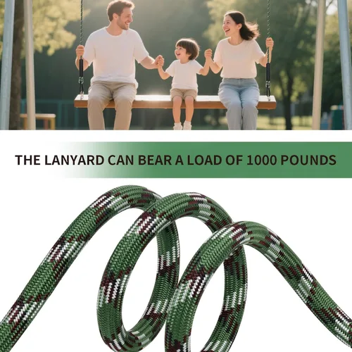 Miniatura 7 de Hamaca de cuerda de columpio de árbol resistente, correas ajustables extensibles para colgar, mosquetones de 1000 libras para todos los columpios