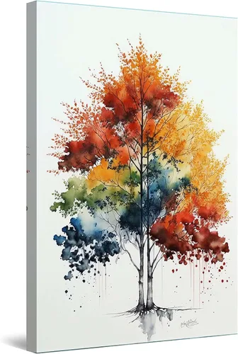 Miniatura 63 de Startonight Lienzo decorativo abstracto para pared, pintura del árbol de la vida amarillo, impresión grande estirada, moderna para dormitorio o sala