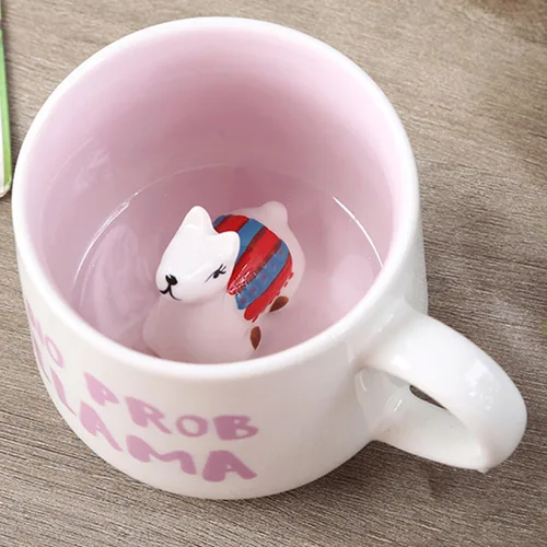 Miniatura 4 de Arawat Bonita taza de café de alpaca con interior de alpacas divertido estampado de alpaca, tazas de café de 11.8 fl oz con cuchara, tazas de té