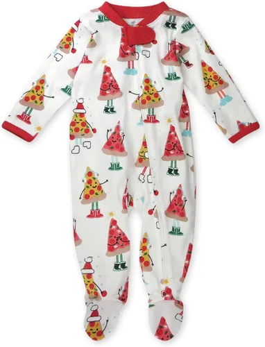 HonestBaby Sleep and Play Footed Holiday Pajamas One-Piece Sleeper Zip-front Organic Cotton PJs Baby Boys, Girls, Unisex