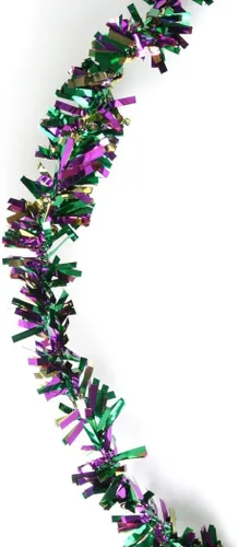Miniatura 2 de Beistle Guirnalda metálica de fiesta para fiesta, decoraciones de Mardi Gras, 4 x 15 pies, dorado/verde/morado