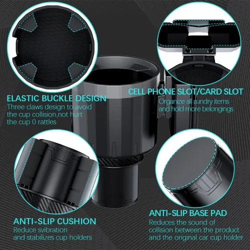 Miniatura 6 de Adaptador de portavasos grande ajustable, expansor de almacenamiento universal, organizador de cambio de portavasos grande para la mayoría