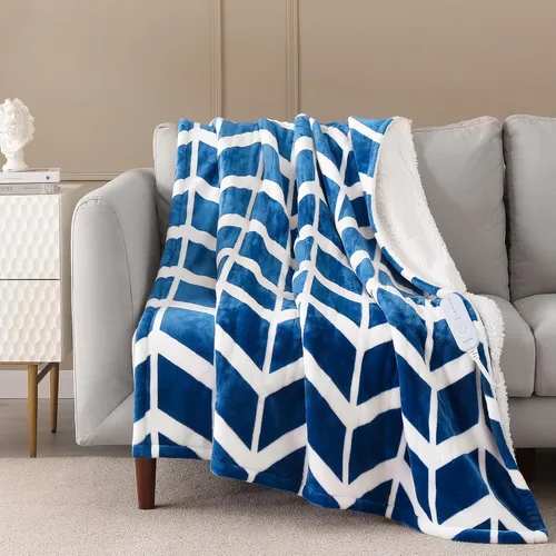 VENTIMI Manta eléctrica con calefacción, manta térmica de 50 x 60 pulgadas con 5 niveles de calor y 3 horas de apagado automático, mantas de Azul
