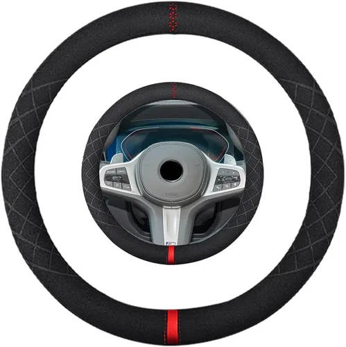 Miniatura 21 de Funda de volante de ante K LAKEY, compatible con Dodge Avenger Grand Caravan Challenger Charger, cubierta de volante deportiva antideslizante