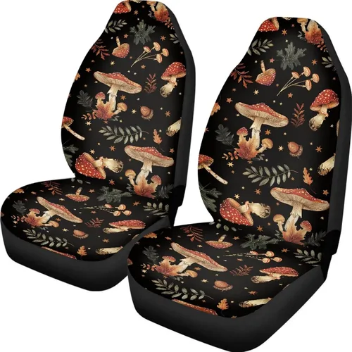 Miniatura 31 de UNICEU Juego de 2 fundas de cojín para asiento de automóvil, diseño de calavera gótica negra, lavable, accesorios interiores antideslizantes