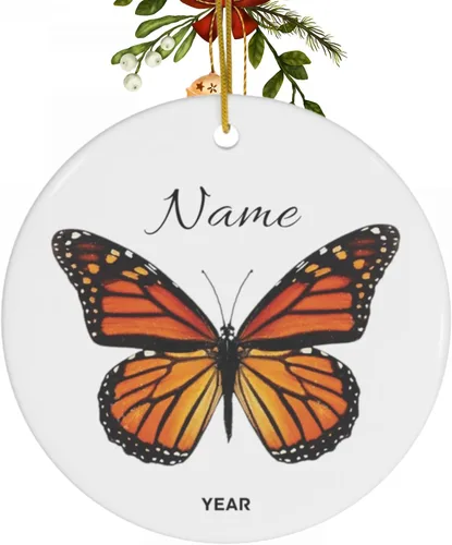 Adorno personalizado para árbol de Navidad de mariposa monarca, adornos de mariposa, adorno de Navidad de mariposa naranja, decoración de mariposa,