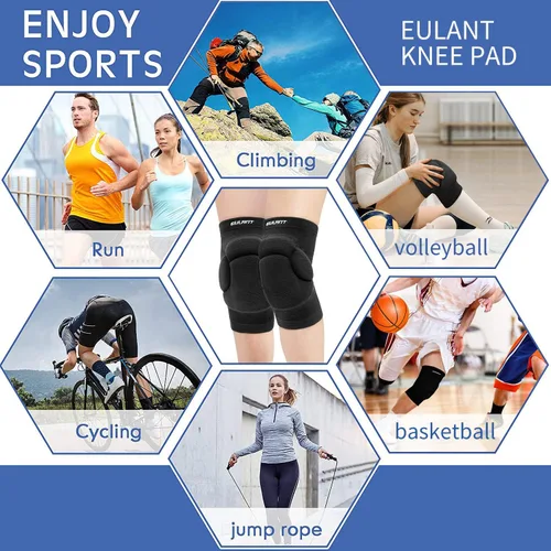 Miniatura 6 de EULANT Rodilleras para niños y adultos, antideslizantes y gruesas, protección deportiva anticolisión, rodilleras con acolchado grueso de espuma EVA
