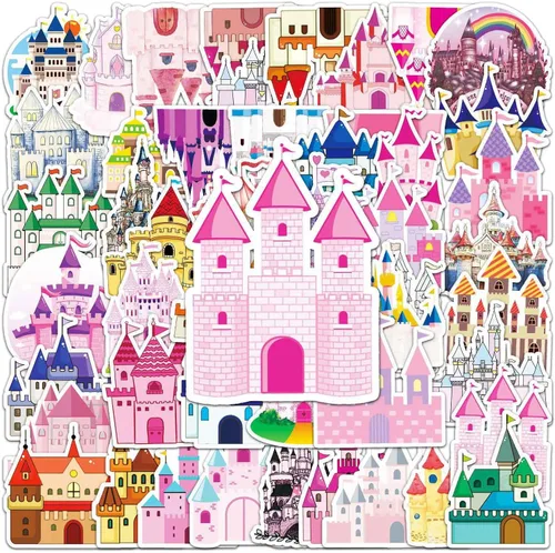 Miniatura 2 de Adhesivo de castillo de ensueño para niños, niñas, adolescentes, niños, calcomanías románticas de cuento de hadas, calcomanías para laptop
