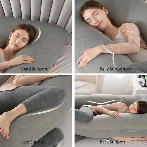 Miniatura 5 de Amagoing - Almohadas de embarazo con funda de enfriamiento, almohada de cuerpo completo en forma de U para dormir, soporte para espalda, piernas