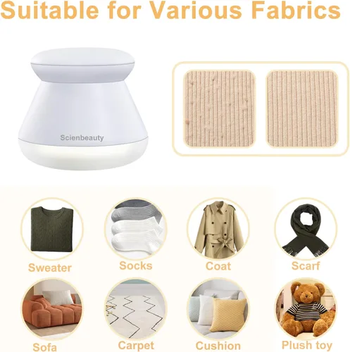 Miniatura 2 de Scienbeauty Afeitadora de tela recargable, removedor de pelusa eléctrico con luz, afeitadora de suéter con 6 cuchillas de acero inoxidable, doble