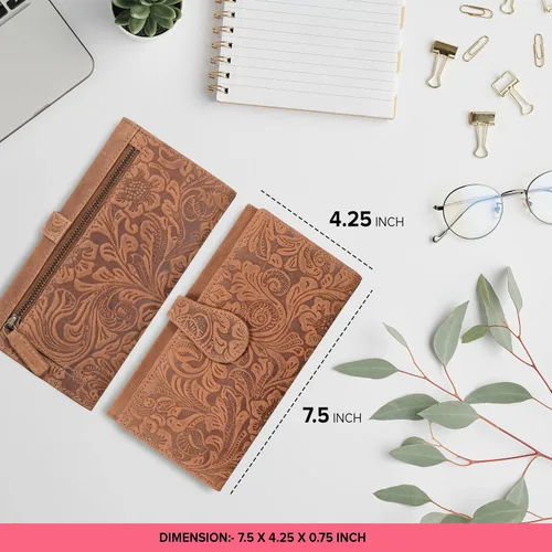 Miniatura 3 de Cartera de cuero real para mujer con bloqueo RFID, tarjetero triple de diseñador con cartera de ventana de identificación, Negro -, Cfh12