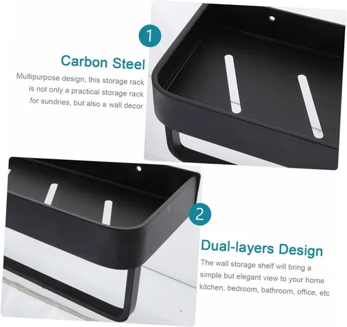Miniatura 5 de Organizador de ducha de aluminio, colgador de toallas montado en la pared, estante de baño moderno para toallas, estantes de ducha y organizadores