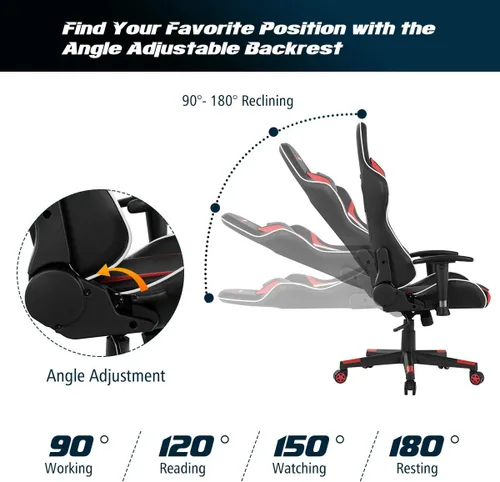 Miniatura 5 de Goplus Juego combinado de escritorio y silla para juegos, silla y escritorio de oficina en casa estilo carreras con soporte para tazas, gancho