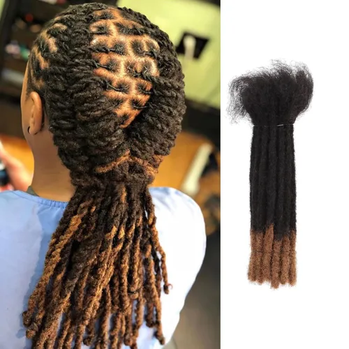 Miniatura 12 de Viovian Extensiones de rastas de 0.23 pulgadas de cabello humano de 6 pulgadas, 20 hebras ombré, extensiones de cabello humano para hombres, 1b/27