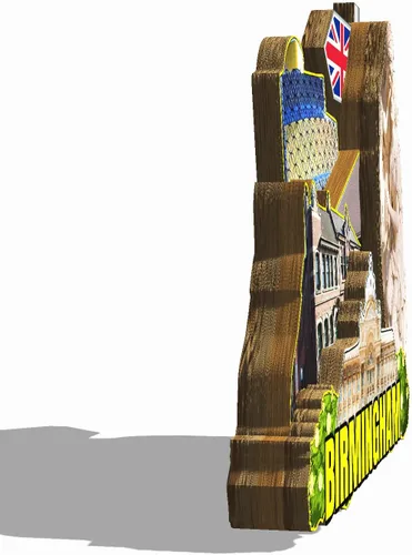 Miniatura 2 de Imán de nevera con imán de Reino Unido Birmingham Inglaterra 3D, monumentos de madera para viajes, recuerdos coleccionables, decoración hecha a