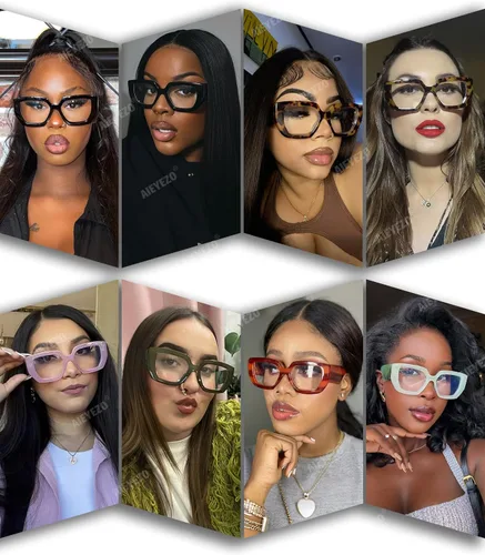 Miniatura 3 de AIEYEZO Gafas de luz azul con marco grueso para hombres y mujeres, gafas cuadradas de moda para computadora, antifatiga ocular y previenen el dolor