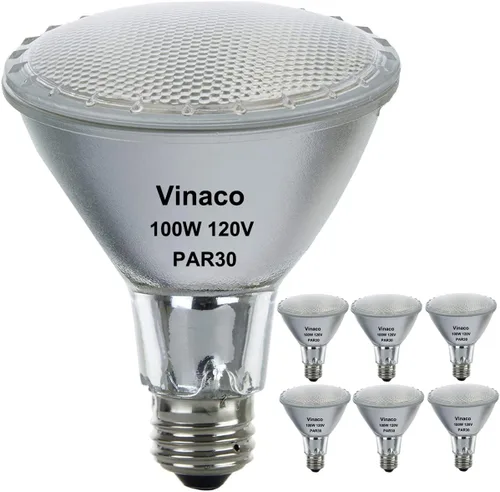 Miniatura 9 de Vinaco Luz de inundación PAR30 de 50 W, paquete de 6 unidades de alto brillo 650LM PAR30 halógeno de cuello largo regulable, inundación PAR30L de 50