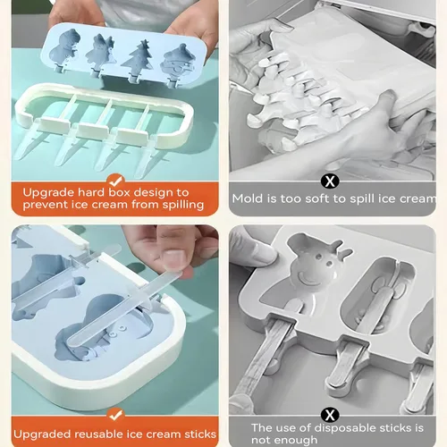 Miniatura 6 de Juego de 3 moldes para paletas, 4 piezas, moldes para hacer helados, accesorios de cocina congelados, fácil liberación, leche materna, reutilizable