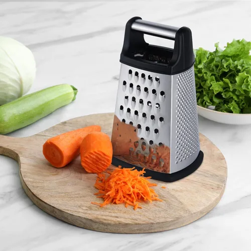 Miniatura 6 de Kaishun Rallador profesional de queso, rallador de caja de acero inoxidable de 4 caras, triturador de alimentos para queso, parmesano, verduras