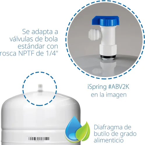 Miniatura 3 de iSpring 40 Gallon RO Tank, Pre-Pressurized Water Storage Tank for Reverse Osmosis RO Systems, Metal High Capacity RO Water Tank, Includes Tank Valve