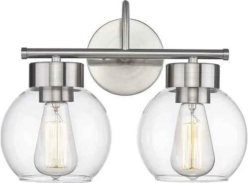 Miniatura 10 de EAPUDUN WLA1433-MBK - Lámpara de baño de 1 luz negra mate sobre espejo, luces de tocador con 1 globo de vidrio transparente, apliques de pared