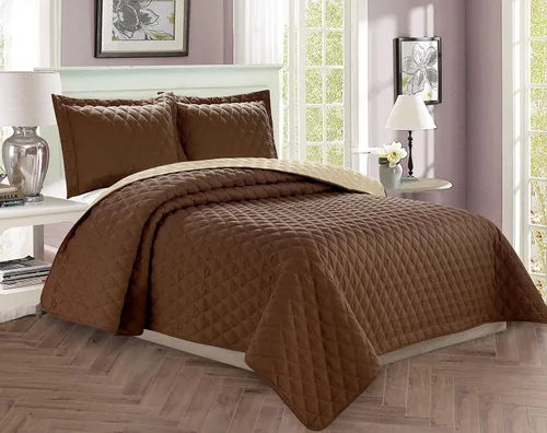 Miniatura 9 de Elegant Comfort Juego de colcha de lujo de 3 piezas con diseño de diamante acolchado con fundas de almohada, peso pesado para todas las estaciones