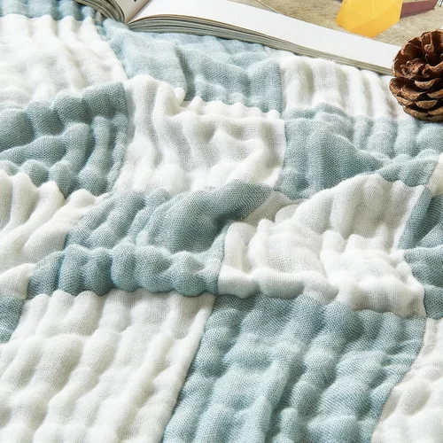 Miniatura 55 de EMME Manta de Muselina de Algodón King Grande Extragrande para Cama Colcha Cubrecama Beige Claro Gasa Transpirable Suave Ligera Mantas (120"x94")