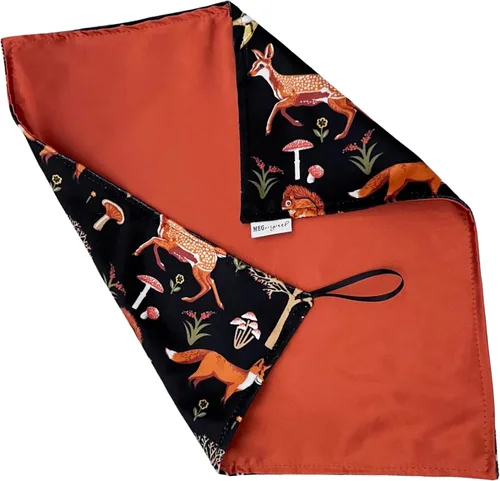 Miniatura 2 de MEG ORIGINAL Manta de seguridad para bebé, satén y animales del bosque minky con lazo para niños y niñas (amigos del bosque/óxido)