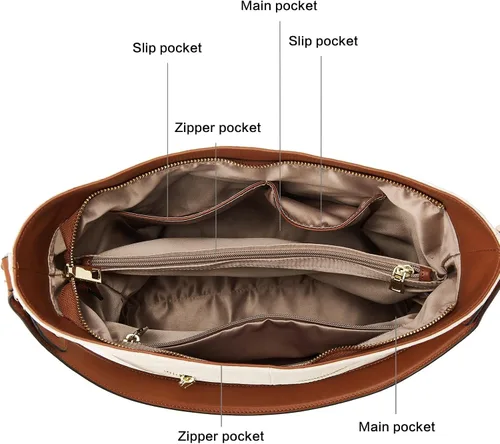 Miniatura 4 de BOSTANTEN Bolso de mano de piel para mujer, bolso de mano grande tipo hobo para el hombro, con pequeño bolsillo con cremallera, billetera
