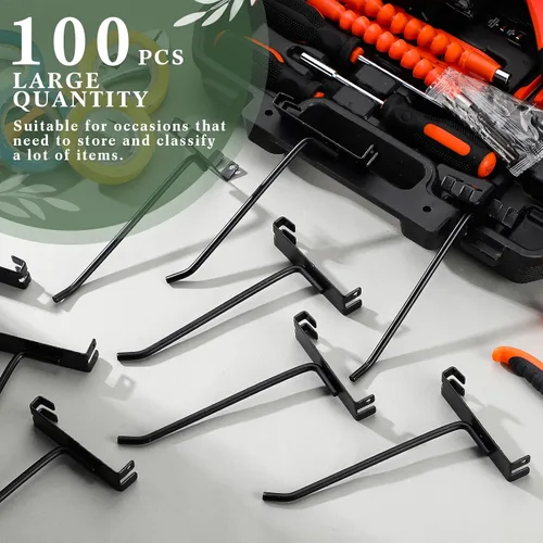 Miniatura 5 de Zonon 100 ganchos de rejilla para pared, ganchos de pared de metal de 2/4/6 pulgadas, ganchos de exhibición para tiendas minoristas, garaje, tienda