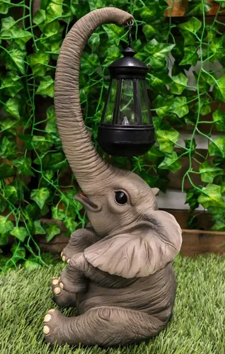 Miniatura 7 de Ebros - Luces caprichosas para tronco, estatua de elefante con luz LED solar, farol, circo, ternero, elefantes, decoración para el hogar, patio