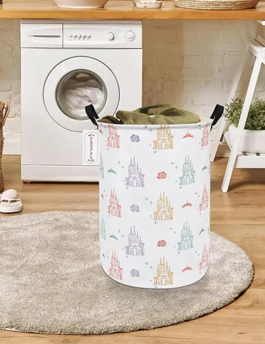 Miniatura 4 de QUEENLALA Cesta de almacenamiento grande, cesta de lavandería, baño, decoración del hogar, cesta de almacenamiento redonda plegable, para niños