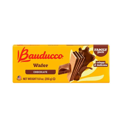 Miniatura 23 de Bauducco Vanilla Wafers - Galletas crujientes de oblea con 3 deliciosas capas de crema con sabor a vainilla, delicioso aperitivo dulce o postre, 9.0