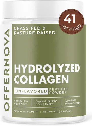 Polvo de Péptidos de Colágeno Hidrolizado - 100% Puro, Alimentado con Pasto e Insípido para Mujeres y Hombres – para Huesos, Articulaciones, Cabello