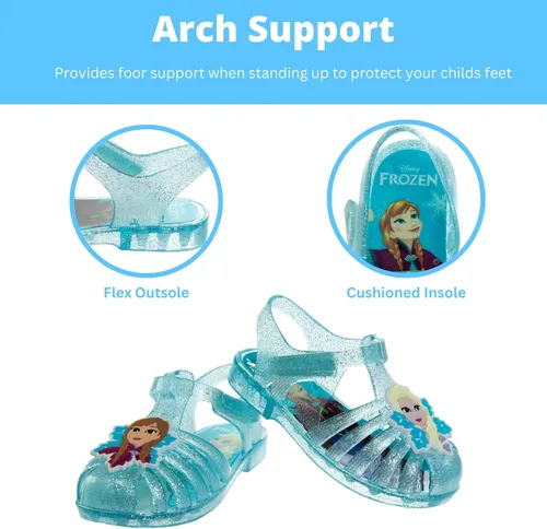 Miniatura 4 de Disney Frozen Elsa Minnie Mouse - Sandalias de gelatina para niñas, zapatos planos Mary Jane para niños, disfraz de princesa de personaje de bebé