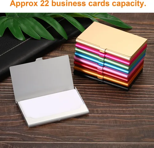 Miniatura 5 de Patikil Titular de la tarjeta de visita, caja de la tarjeta de metal de aluminio, titular profesional de la tarjeta de bolsillo para el nombre y Oro