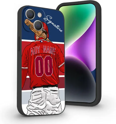 Miniatura 13 de Estuche de Béisbol Personalizado con Nombre y Número de Liquid Silicone para iPhone 17 Air 16 15 Pro Max 14 13 Mini 12 11 Xs Xr SE3 8 7 6 Plus