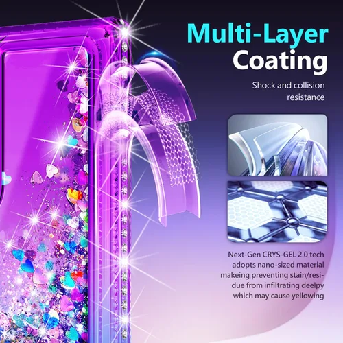 Miniatura 32 de NGB - Funda de teléfono diseñada para Samsung Galaxy S9+ Plus, morado/azul, con purpurina líquida para mujeres y niñas, con protector de pantalla