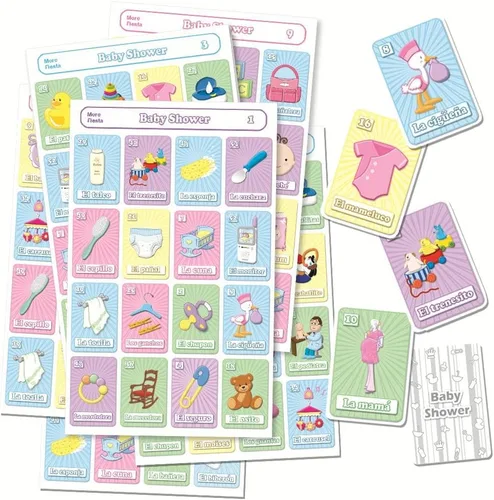 Baby Shower Loteria Fiesta Game en español, 20 tablas de juego y cartas Bingo mexicano (para hasta 20 jugadores)